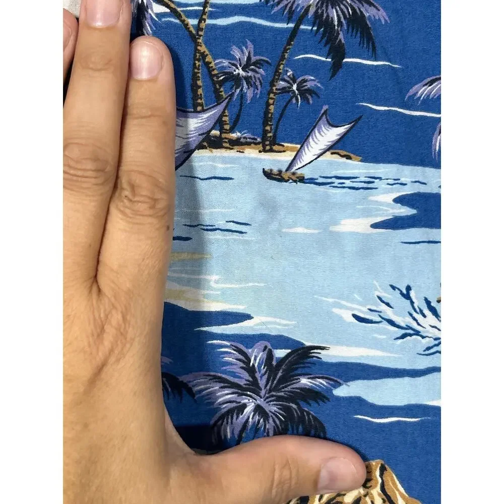 Hilo Hattie Dress Kids Large 10 12 Blue Tropical Hawaiian Sundress Aloha